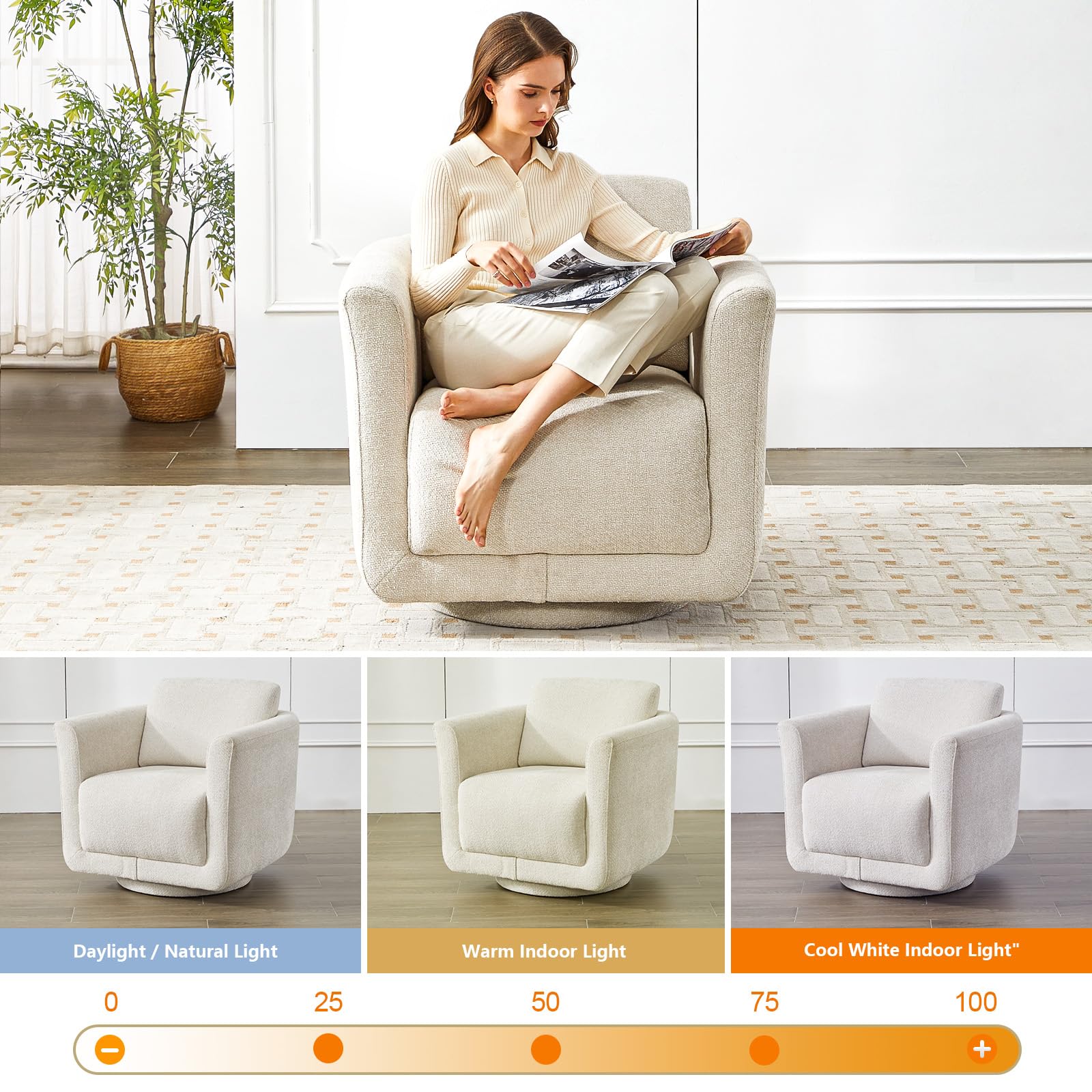 360° Swivel Accent Chair with Chenille Upholstery
