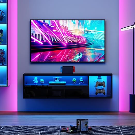 Floating TV Stand with LED Lights 55 Inch