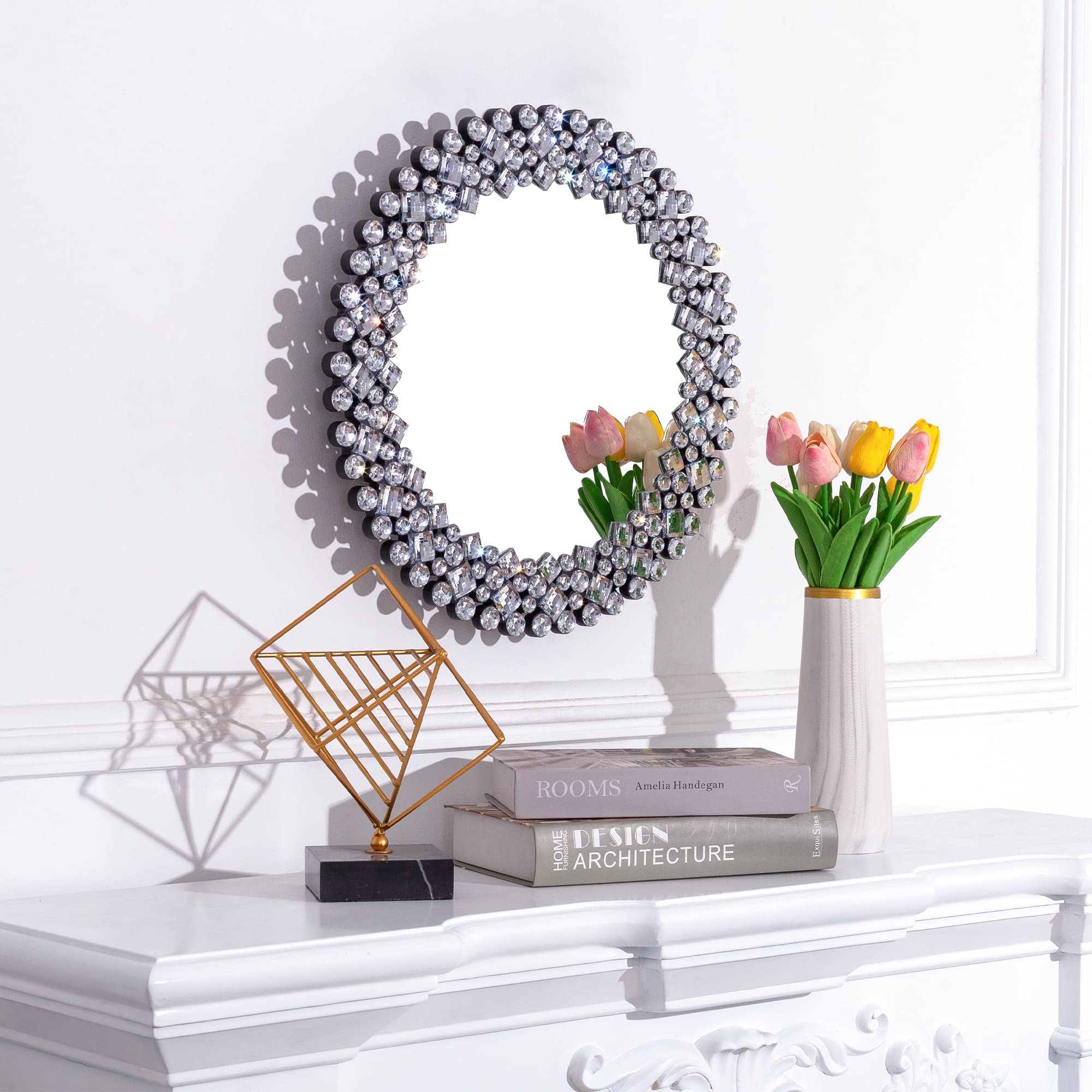 18" Round Crystal Wall Mirror