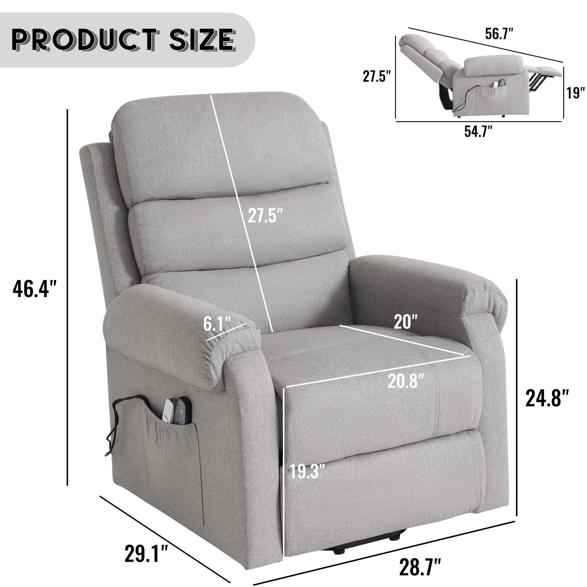 Electric Power Lift Recliner Chair with Massage and Heat