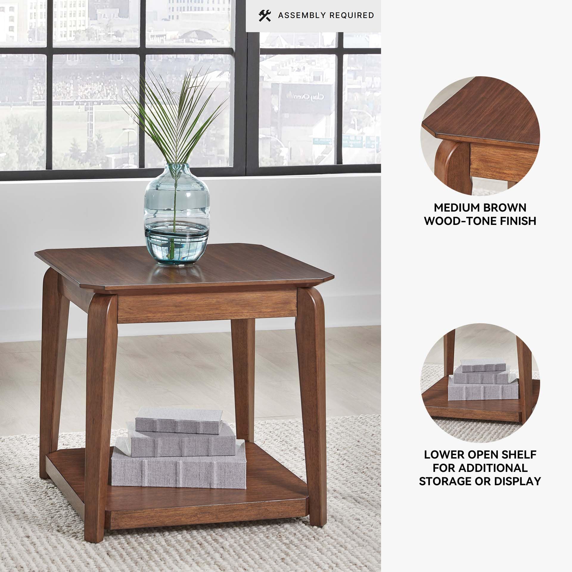Mid-Century Modern End Table with Lower Shelf