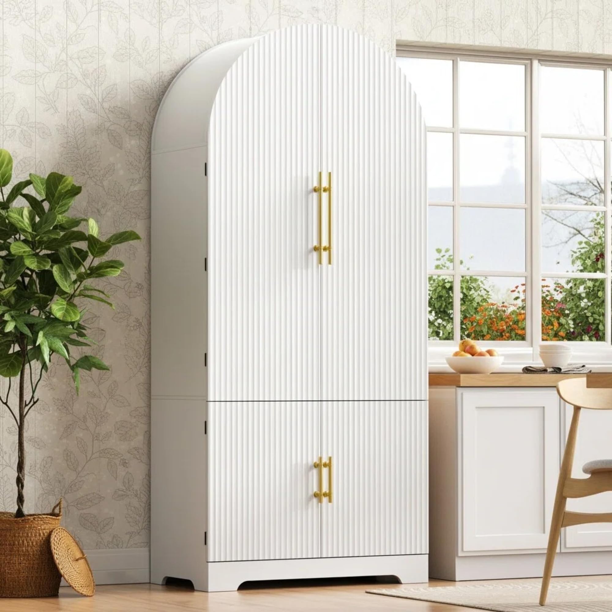 72" Tall Arched Kitchen Pantry Storage Cabinet