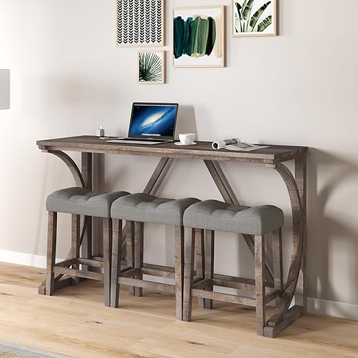 Industrial Counter Height Bar Table Set with Stools