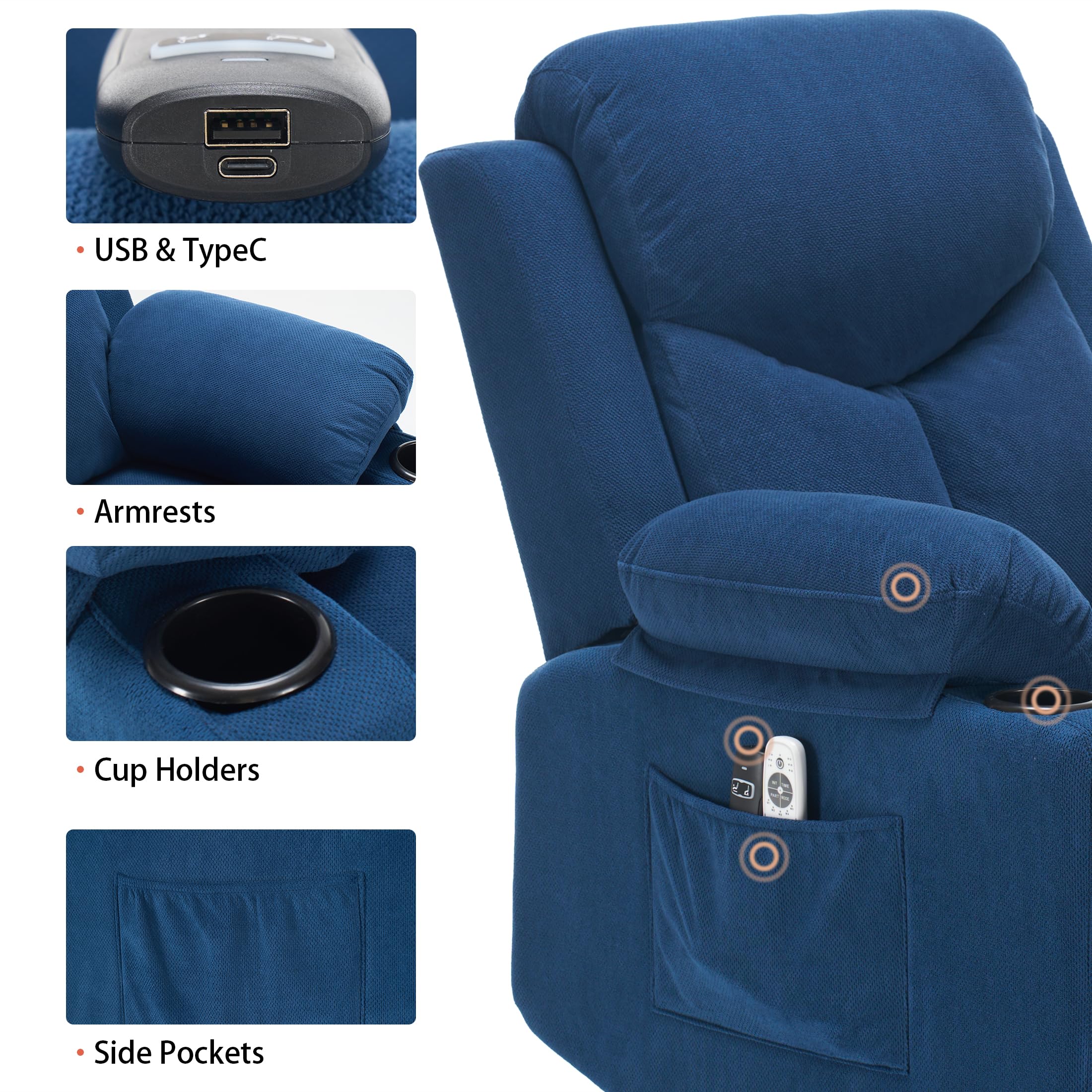 Power Lift Recliner Chair with Massage and Heat