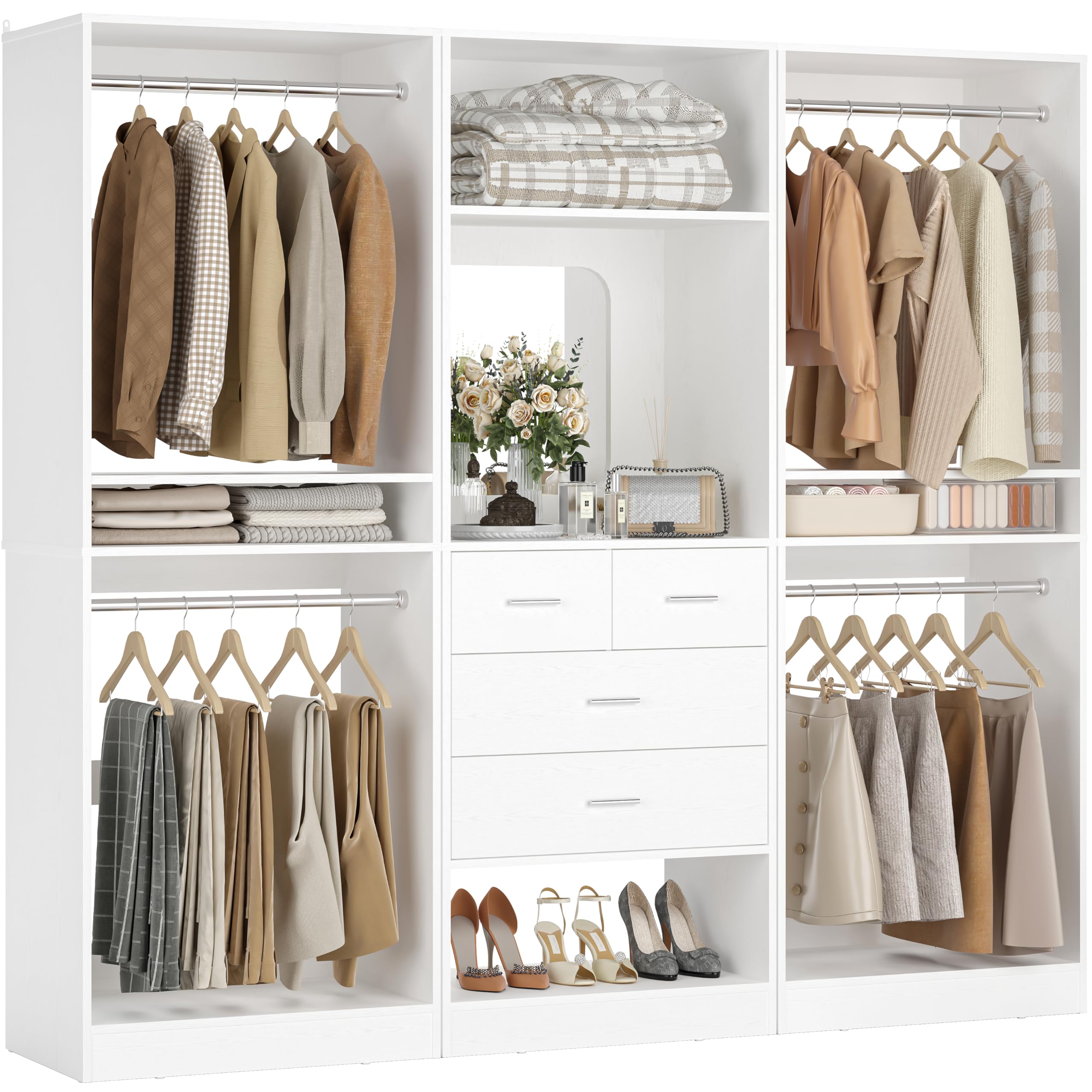 75 Inch Closet System with Mirror and Drawers