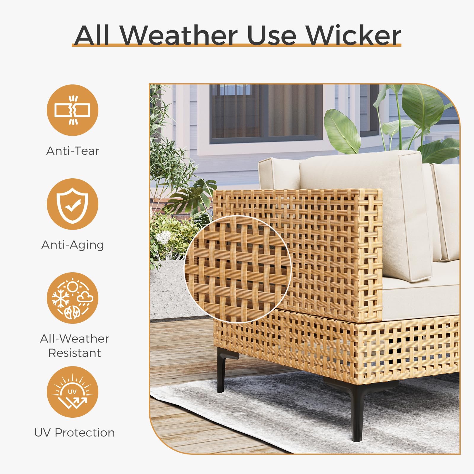 7-Piece Outdoor Sectional Sofa Set with Coffee Table