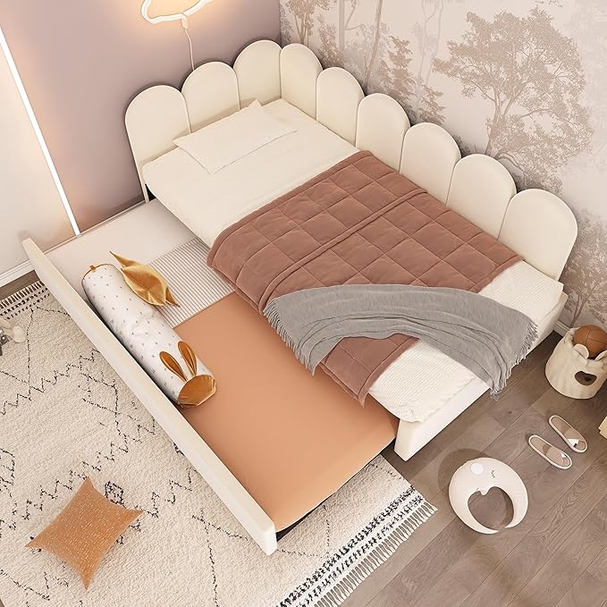 Modern Velvet Upholstered Twin Bed Frame with Hydraulic Storage