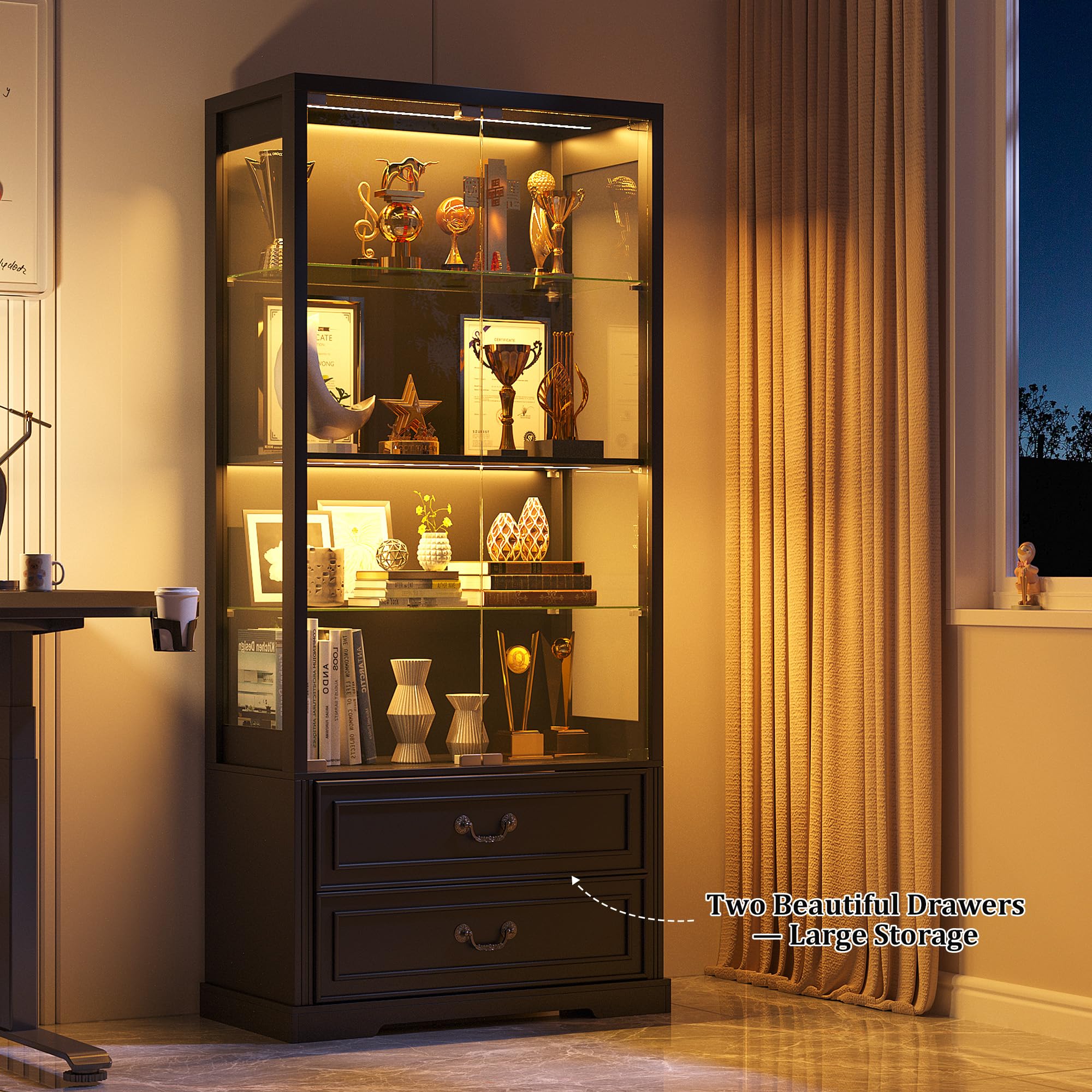 Display Cabinet with Glass Doors 67" Tall