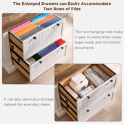 OKD Farmhouse File Cabinet with 2 Drawers, 35.3" Lateral Filing Cabinet with Hanging File Folders, Interlocking Drawers, Wood Rustic Storage Cabinet for Home Office, Living Room, Antique White