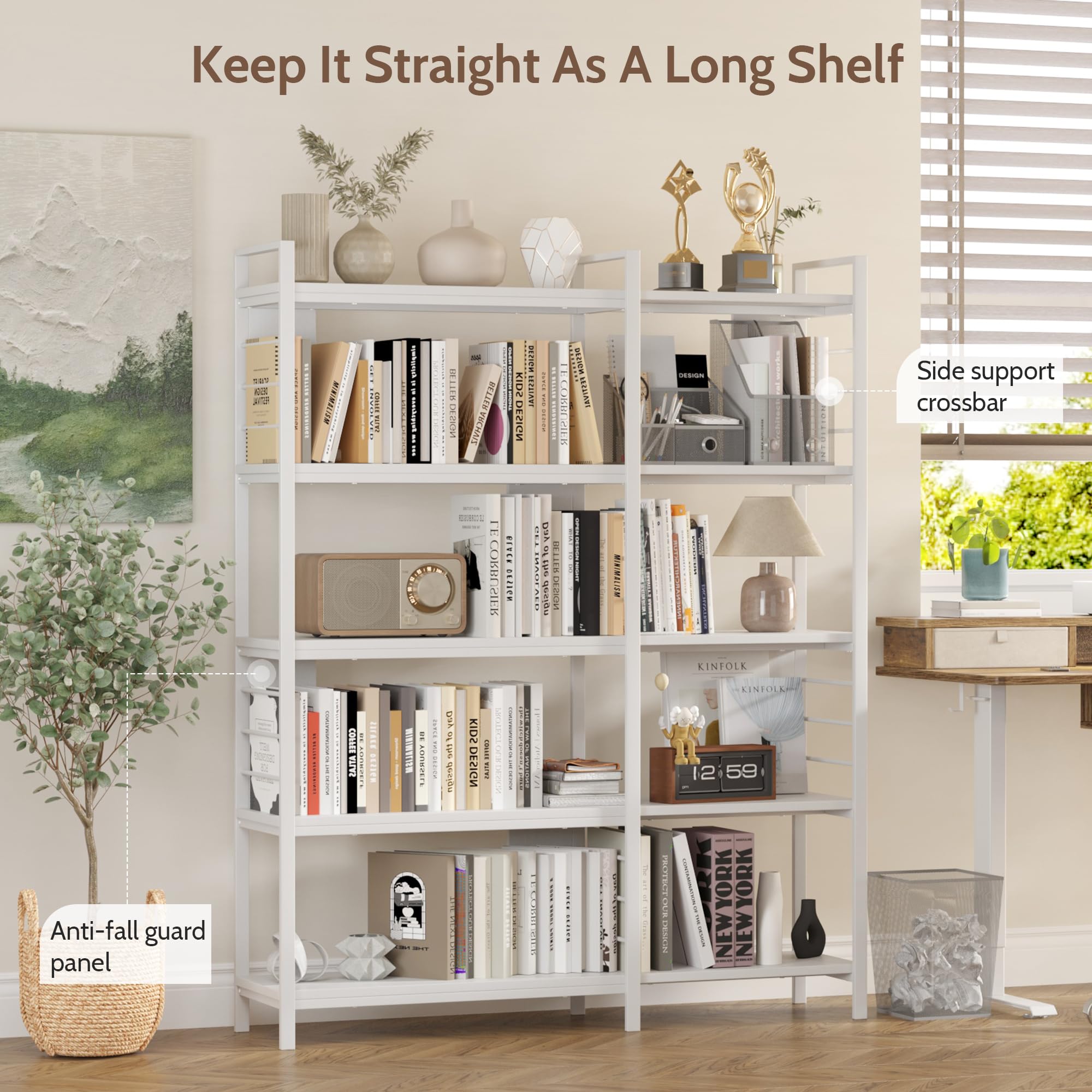 5-Tier Corner Bookshelf with Metal Frame