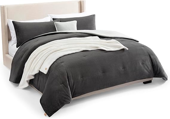 Reversible Comforter Set Full/Queen Grey