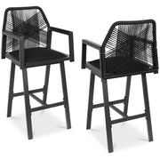 Outdoor Bar Stools Set of 2 with 360° Swivel and Armrests