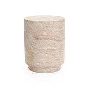 18" Round Travertine-Style Outdoor Side Table