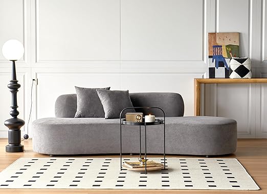 90" Curved Velvet Sofa with Throw Pillows
