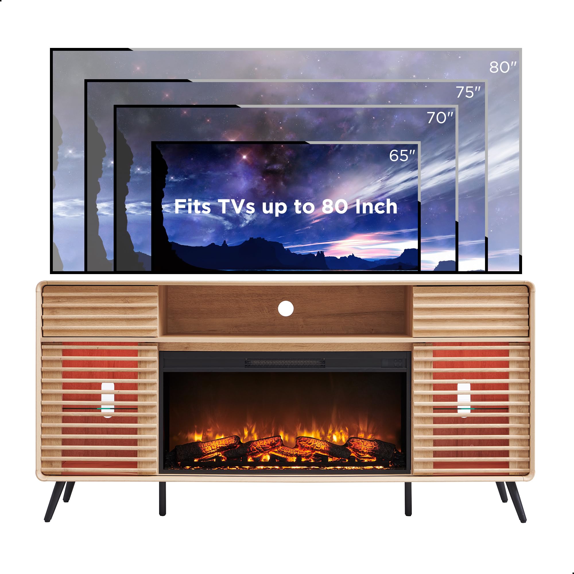 70" Fireplace TV Stand with Electric Fireplace