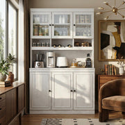 White China Cabinet with Glass Doors and Wine Rack