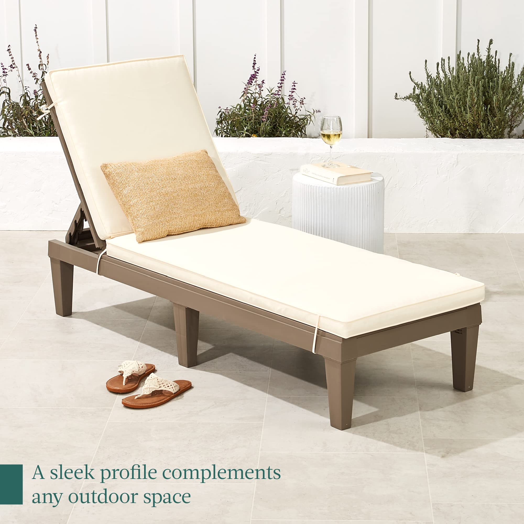 Outdoor Lounge Chair with Adjustable Backrest and Cushion