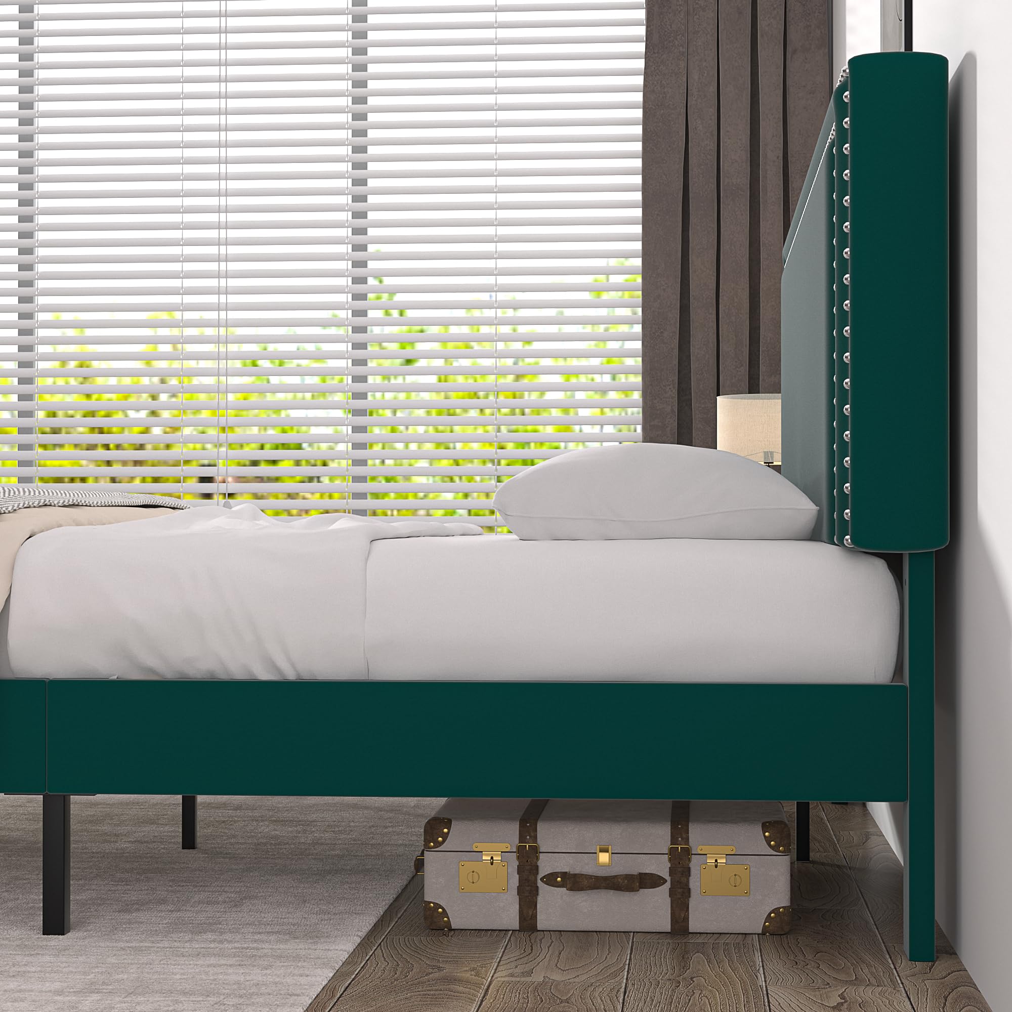 Queen Size Platform Bed Frame with Adjustable Upholstered Headboard