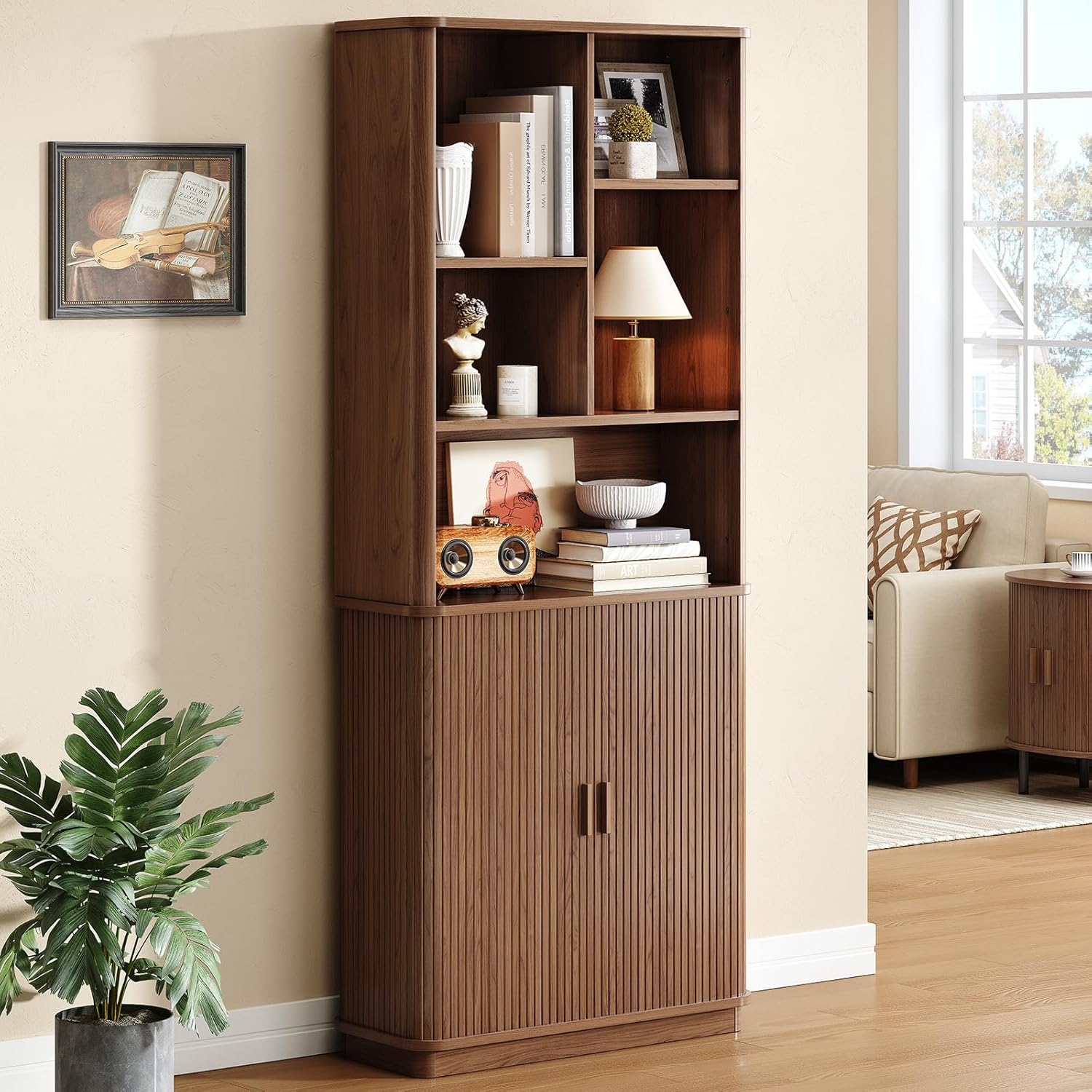71" Tall Cube Bookcase with Storage Cabinet