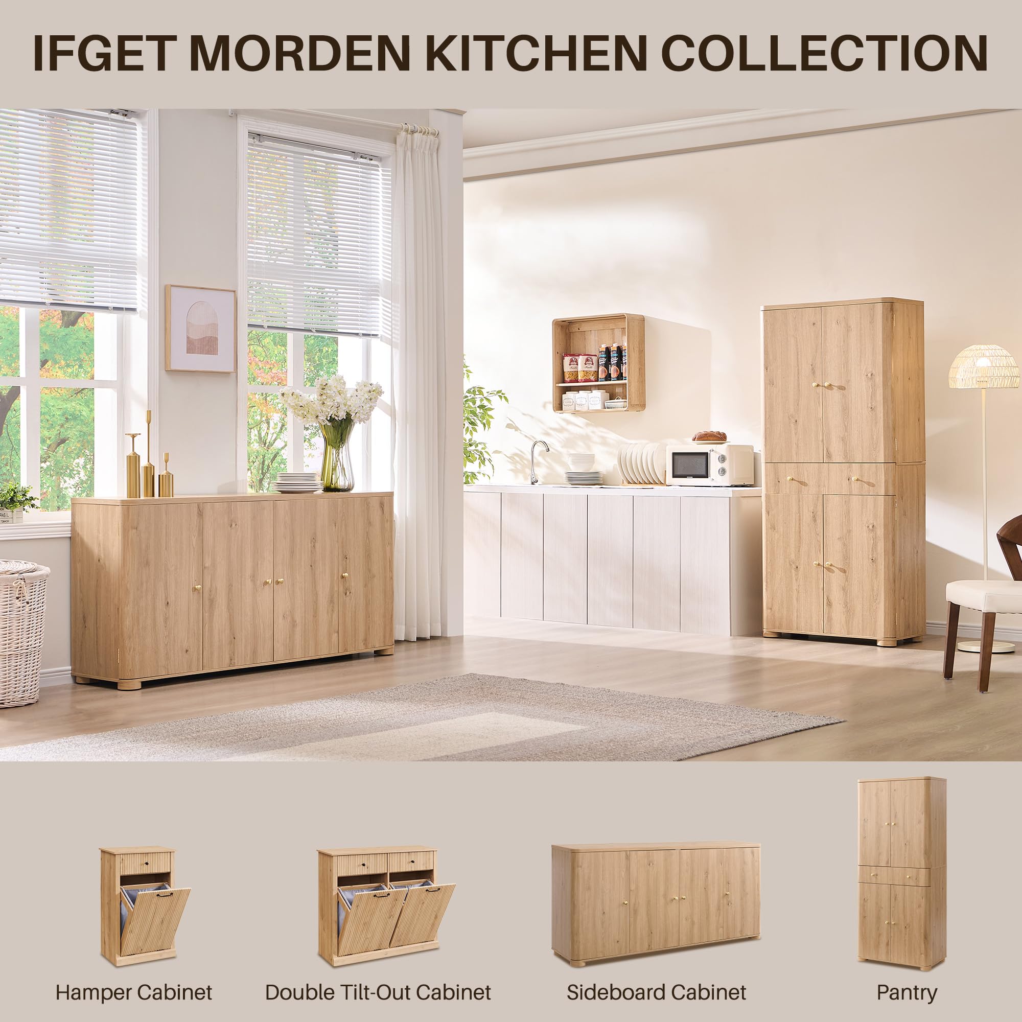 Curved Buffet Cabinet with Storage