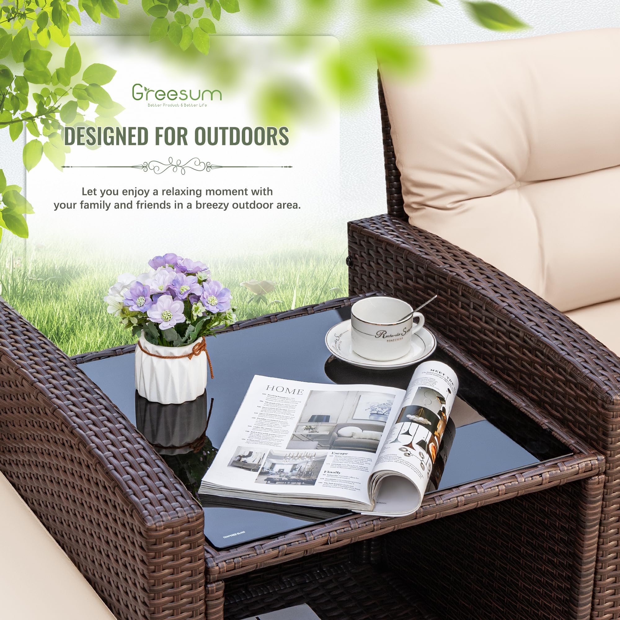 3-Piece Patio Furniture Set with Cushions
