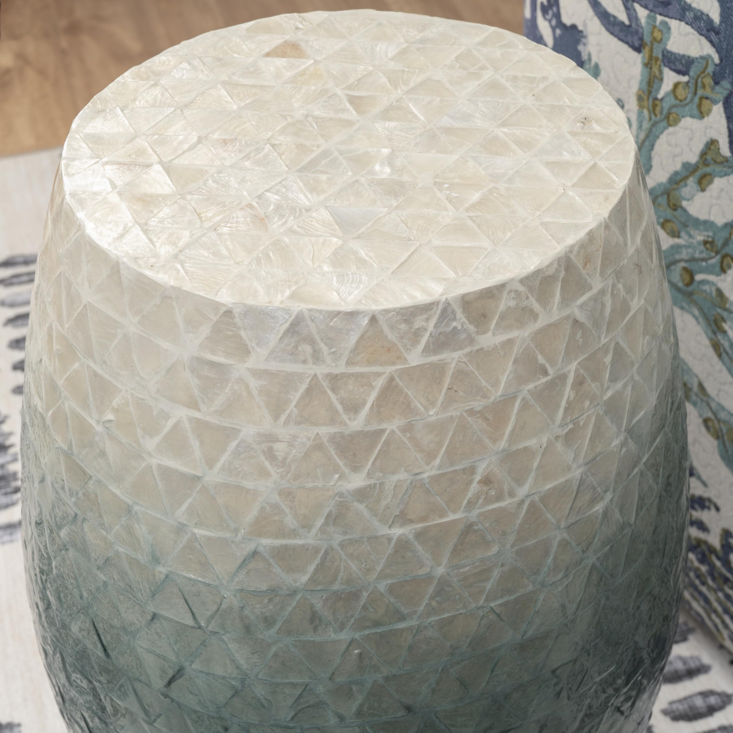 Capiz Shell Ombre Drum Accent Table