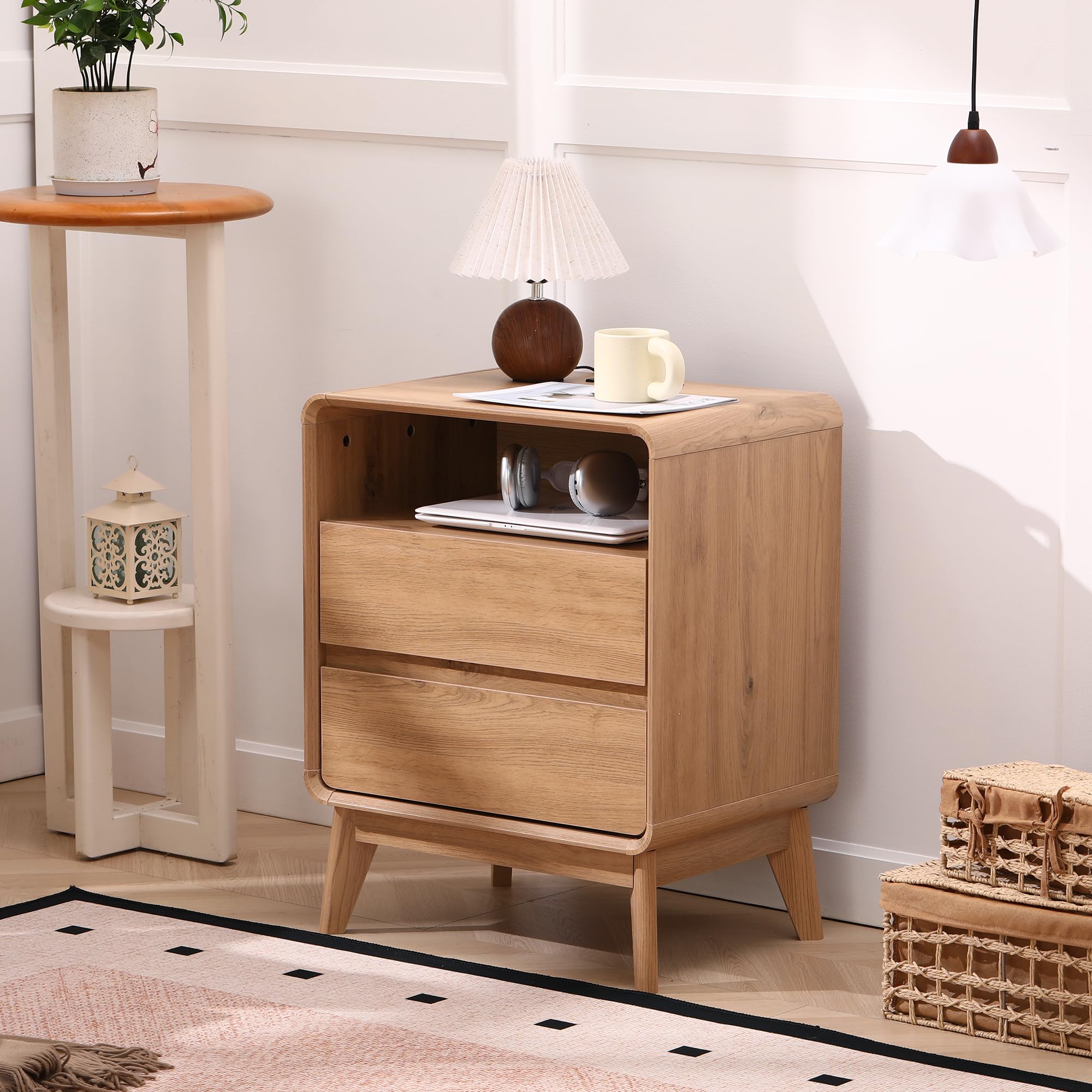 Mid-Century Nightstand with 2 Drawers