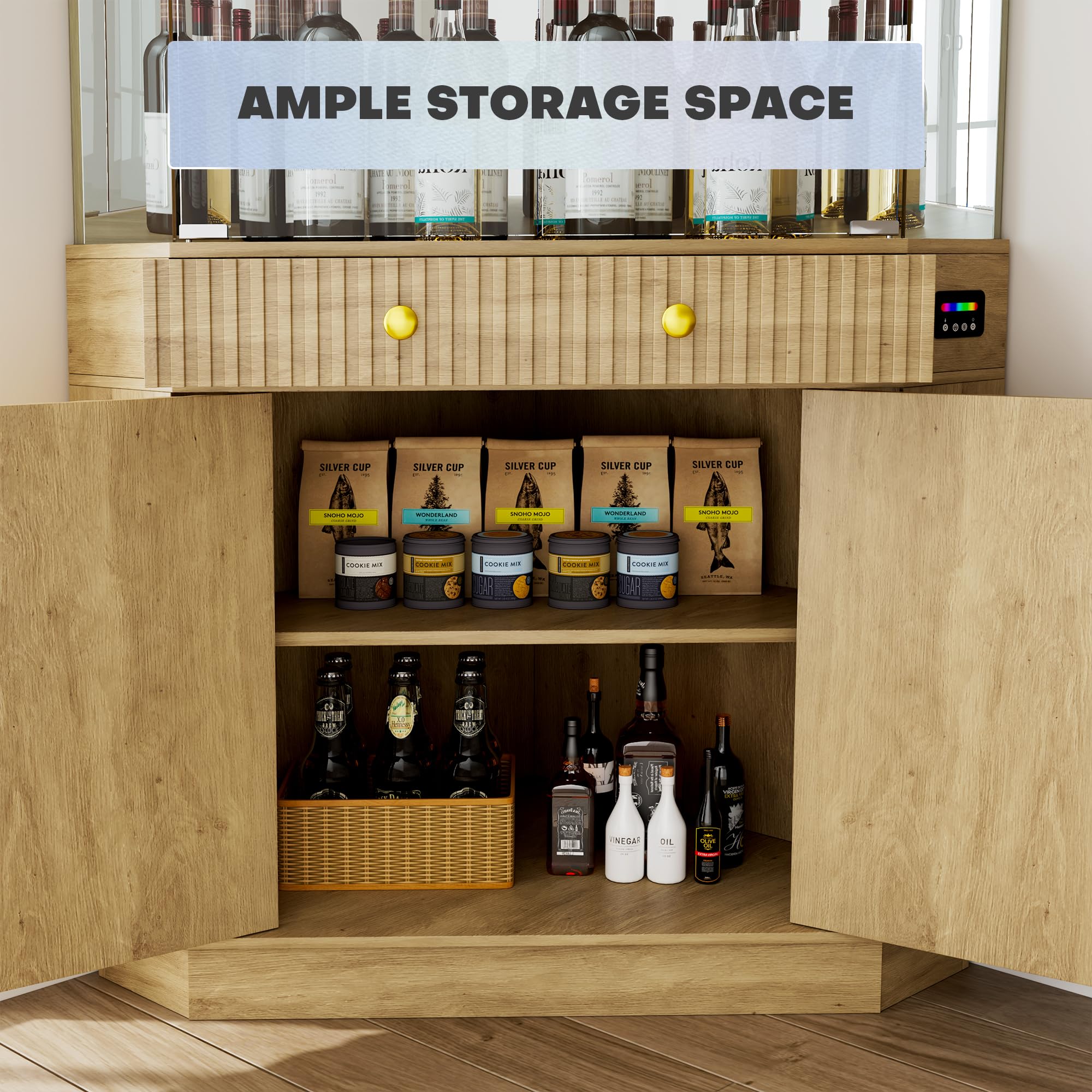 71" RGB LED Corner Bar Cabinet with Motion Sensor