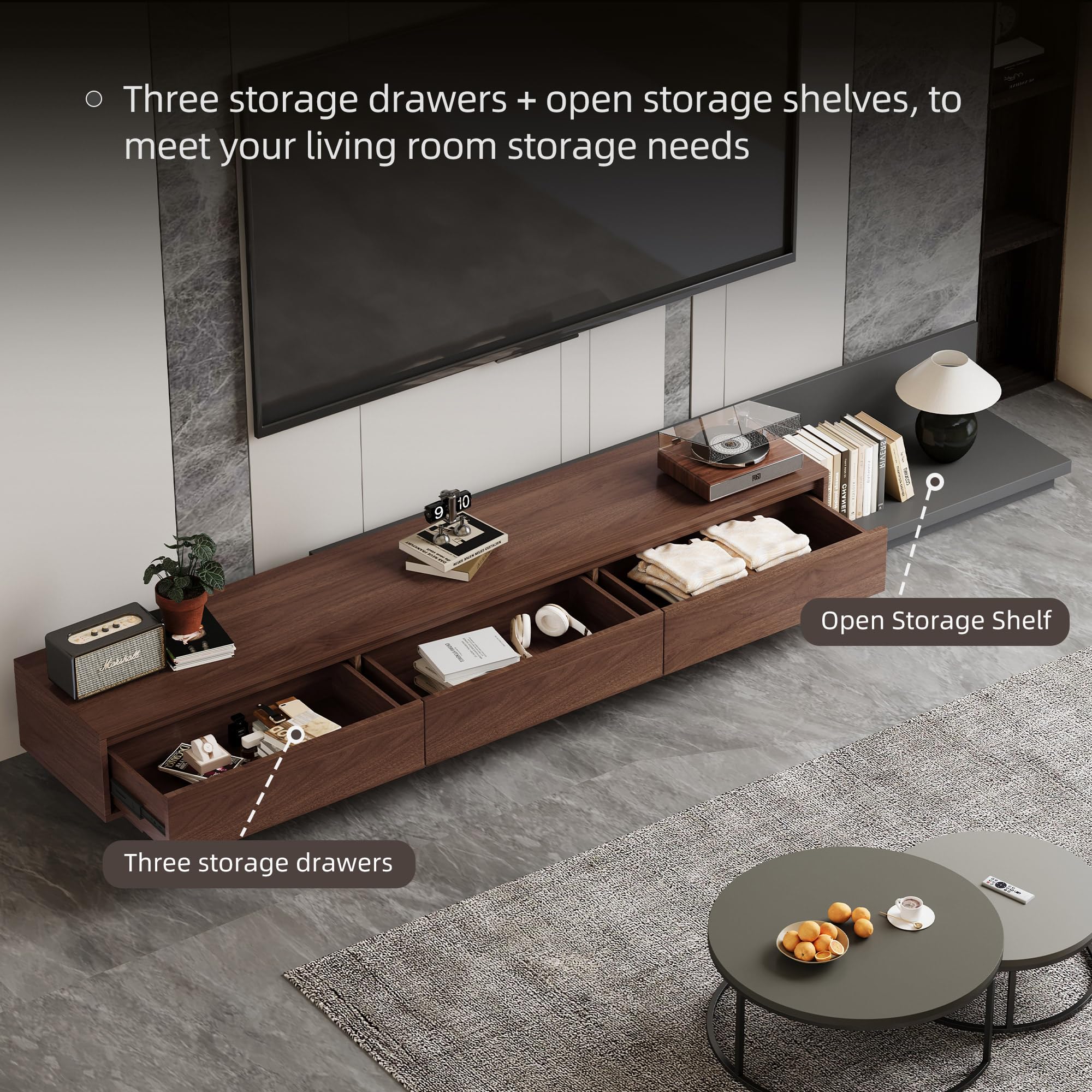 Mid-Century Modern Extendable TV Stand with Storage