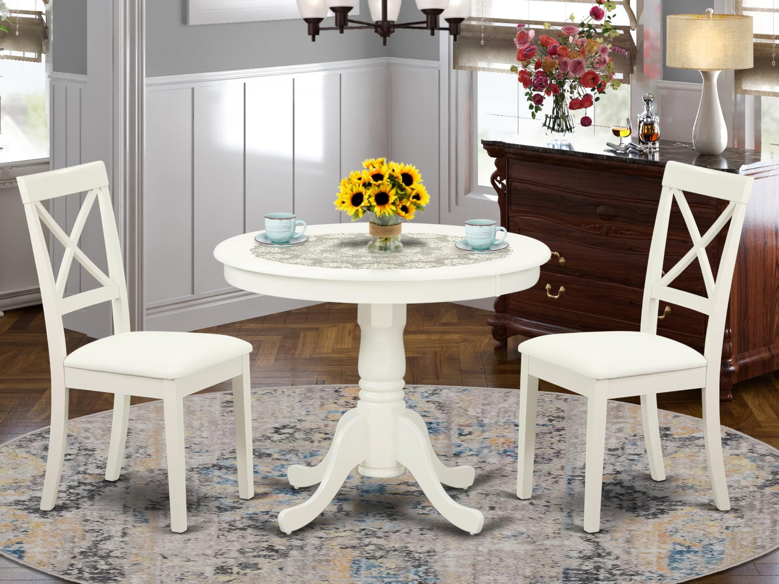 3-Piece Round Dining Table Set with Pedestal