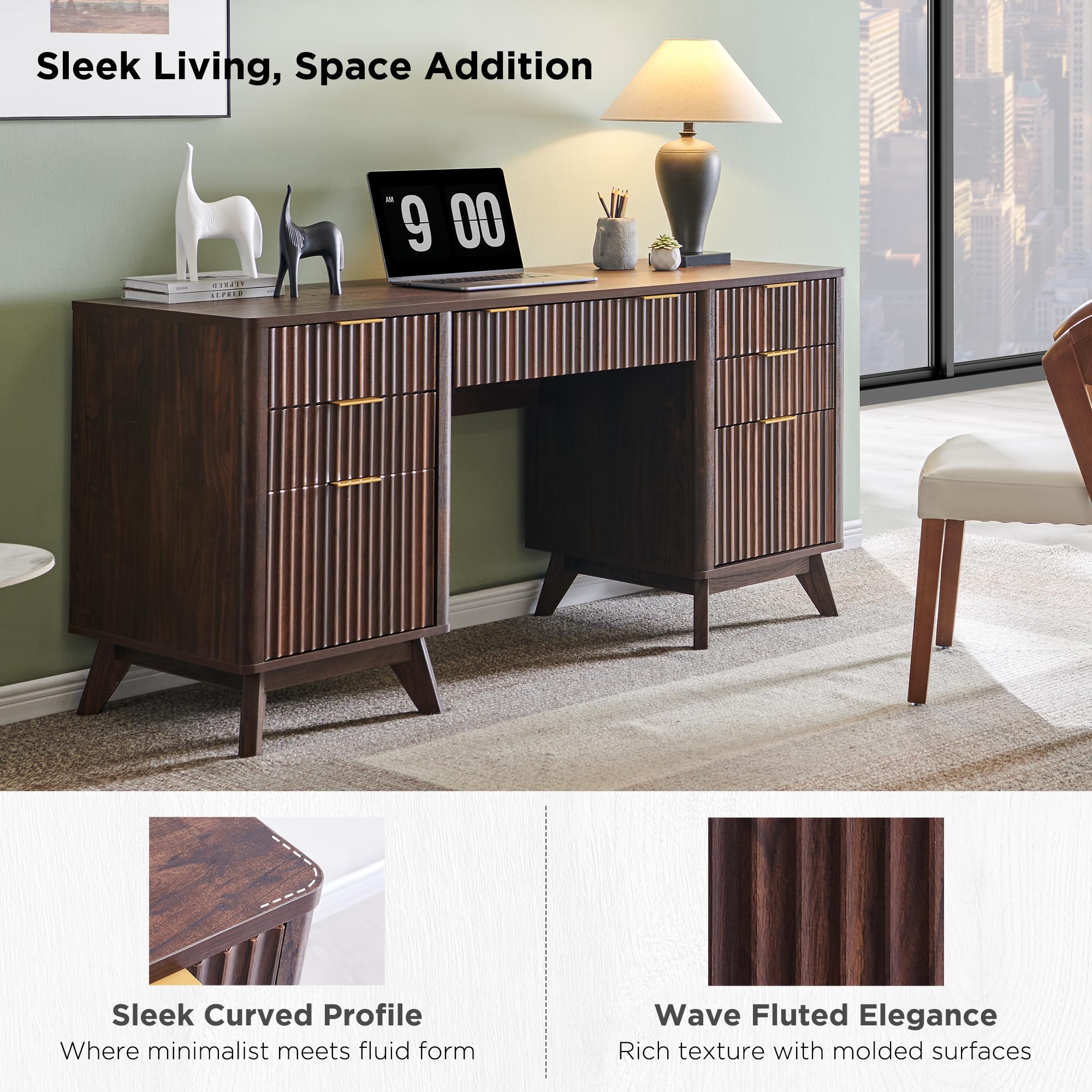 60" Executive Desk with Charging Station