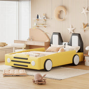 Race Car Twin Bed Frame with PU Leather Headboard