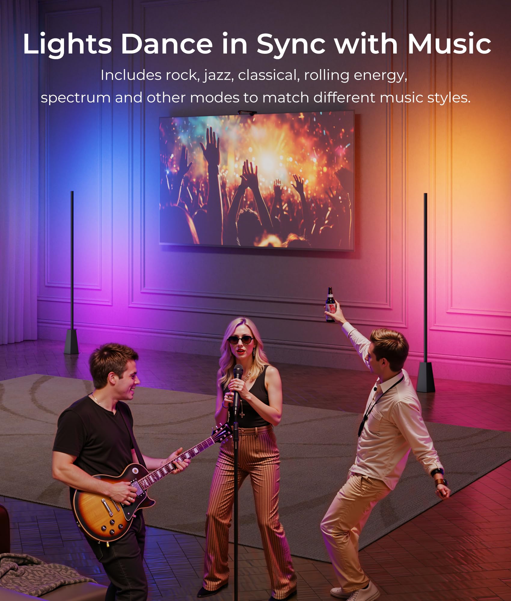 RGBCW Smart Corner Floor Lamp with Music Sync