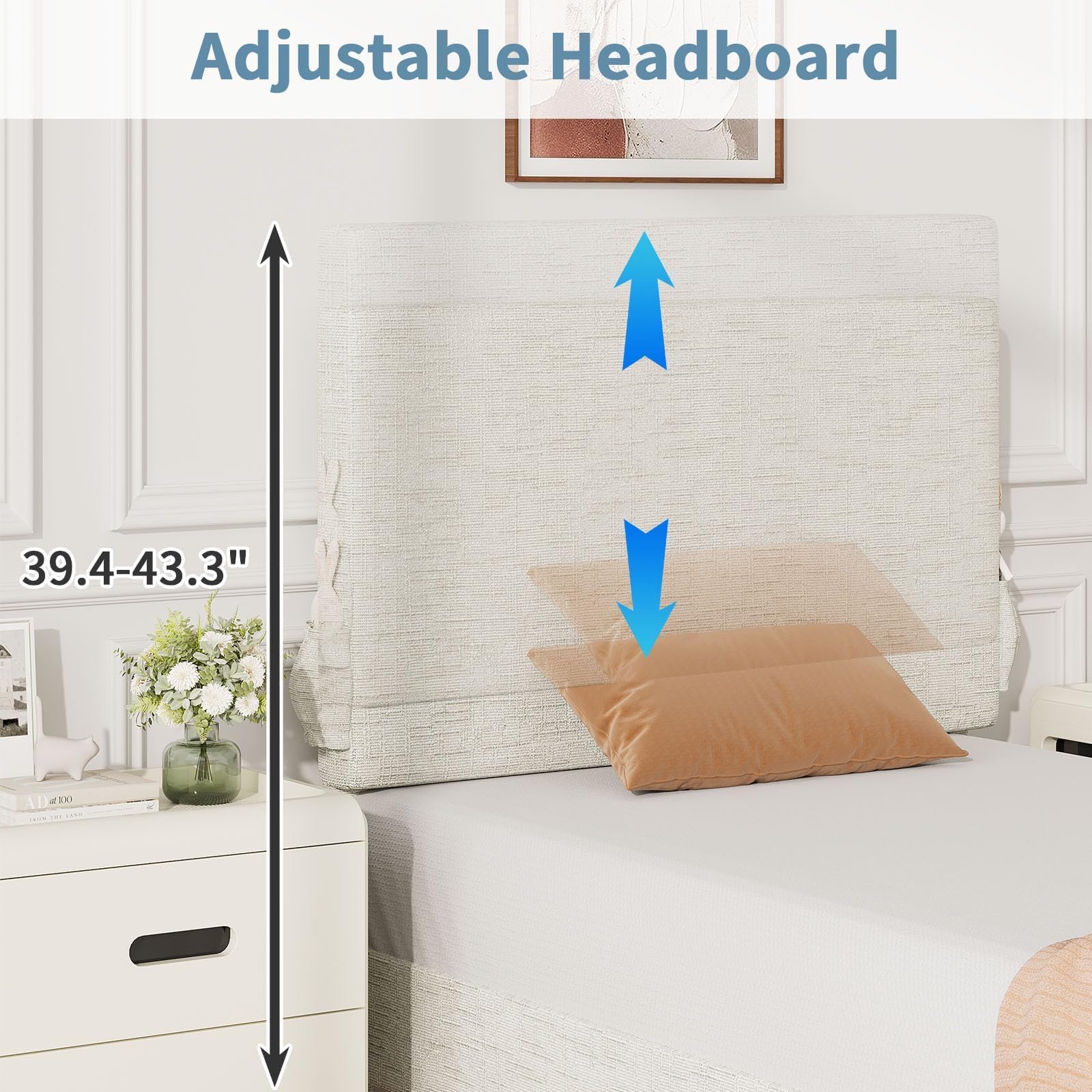 Twin Upholstered Platform Bed with Headboard