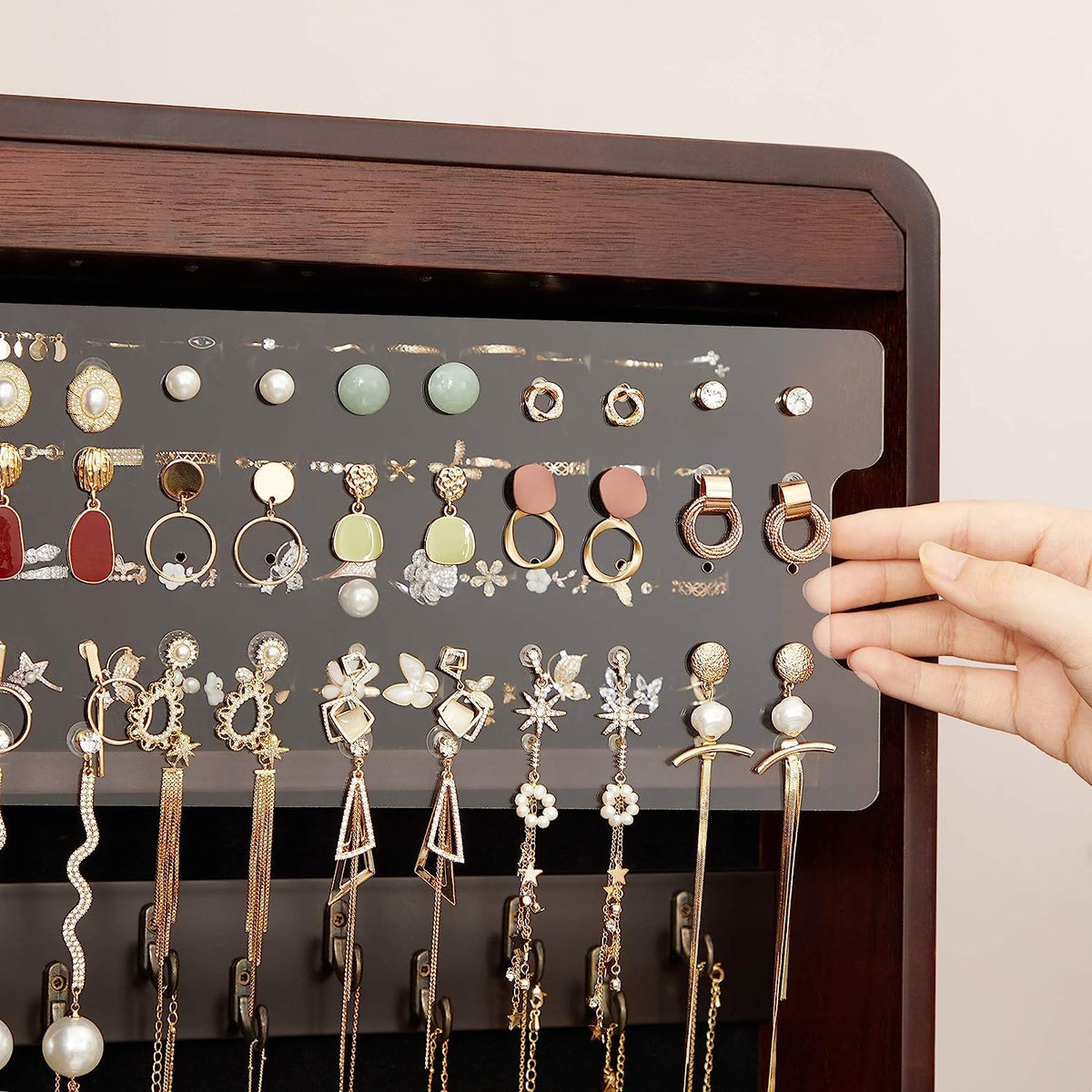 Aria Standing Jewelry Armoire with LED Mirror