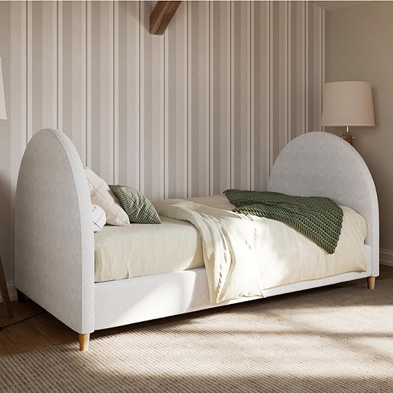 Boucle Cloud Bed Frame with Arch Headboard - Queen Size