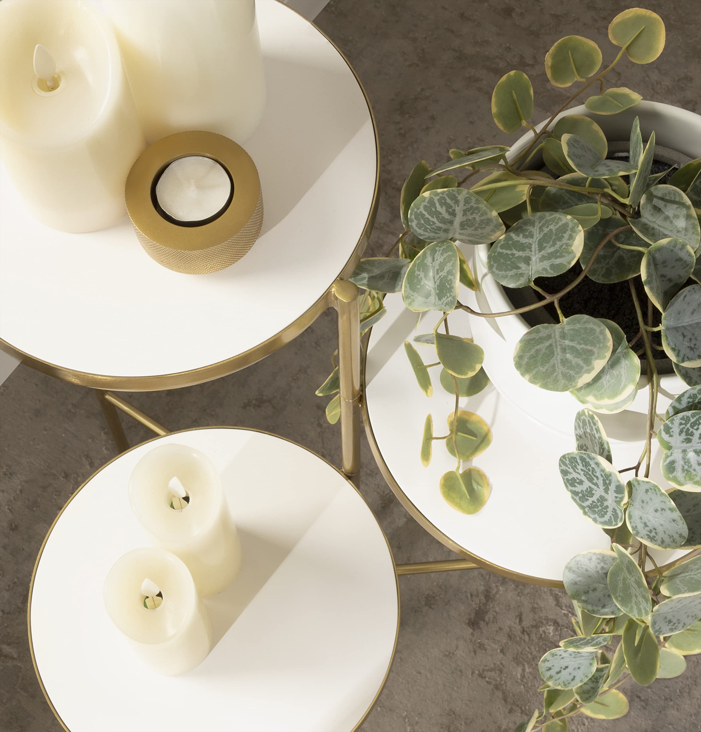 Modern Tri-Level Plant Stand White and Gold