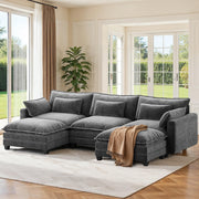 110.6" U-Shaped Modular Sectional Sofa 5-Seat Chenille Cloud Couch Dark Grey