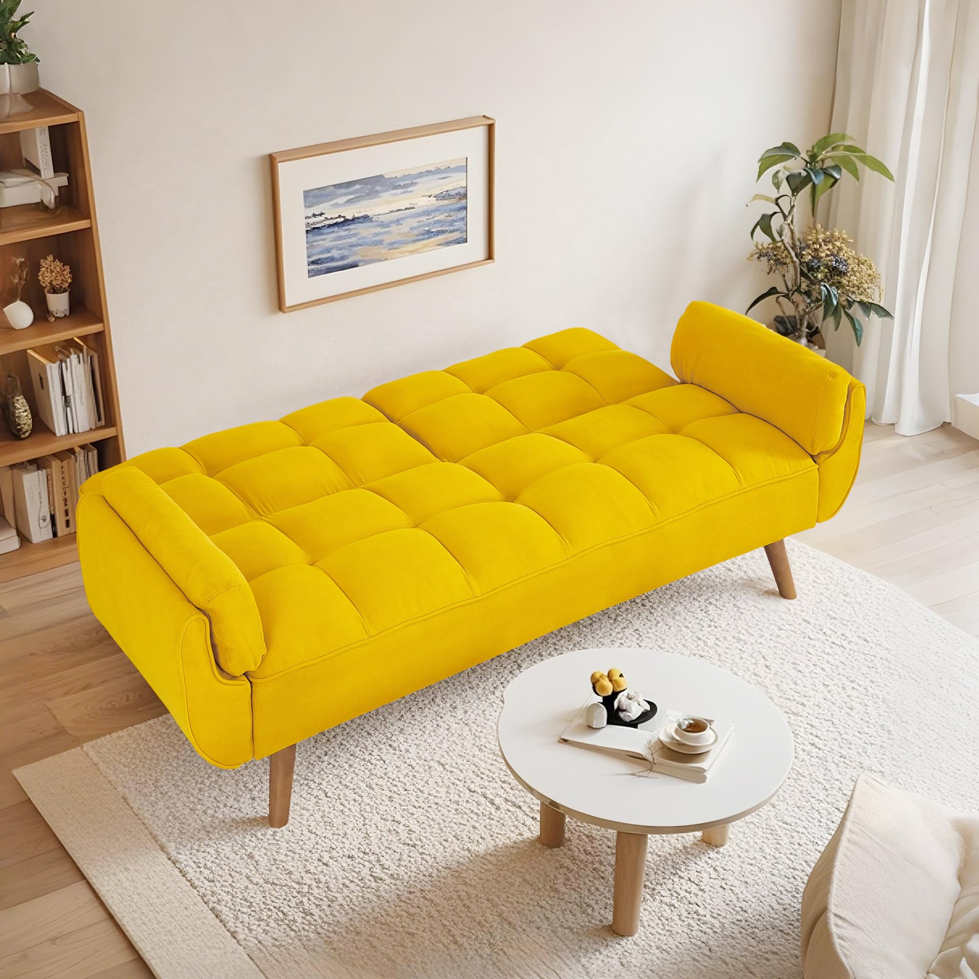 Convertible Futon Sofa Bed with Adjustable Backrest