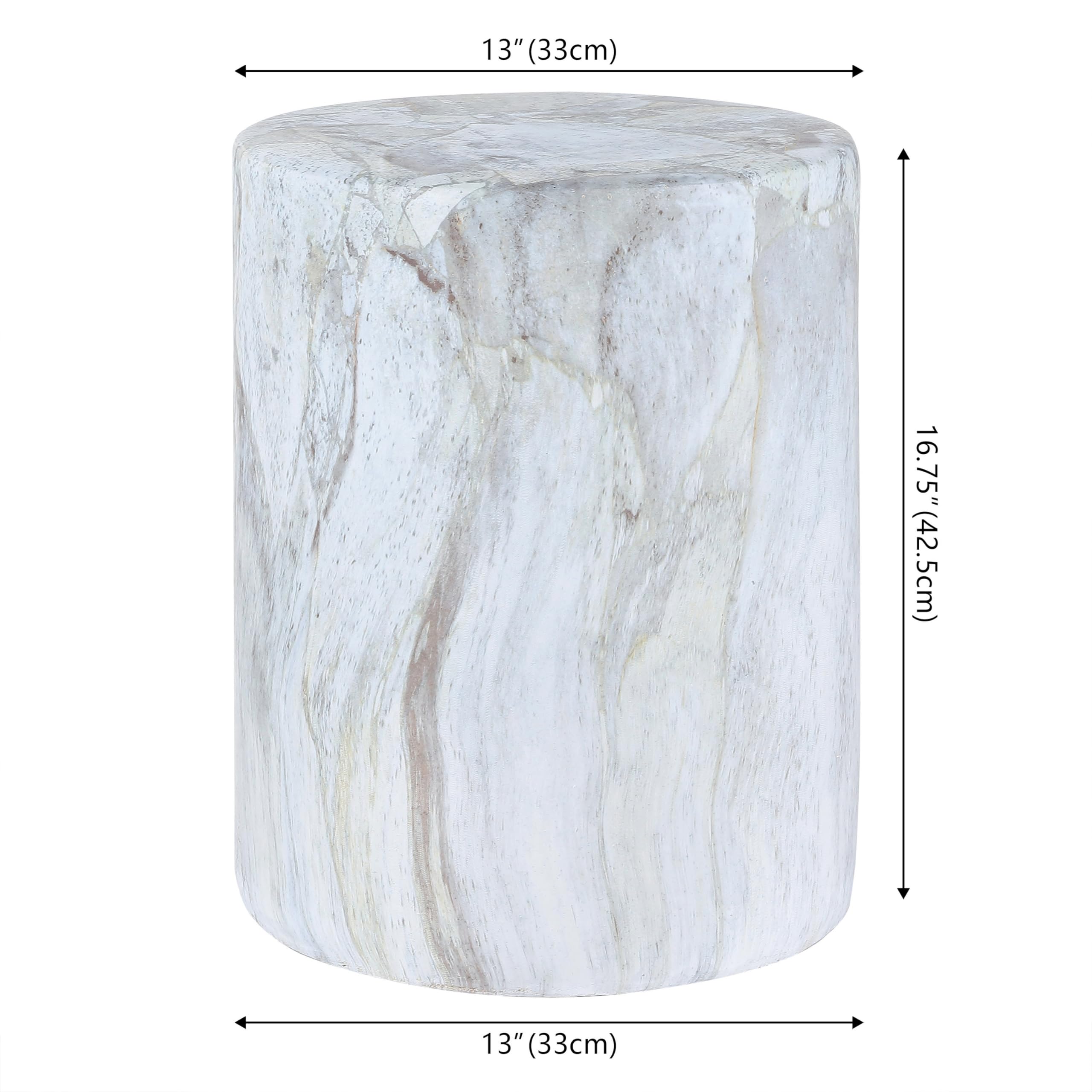 16" Faux Marble Column Accent Table