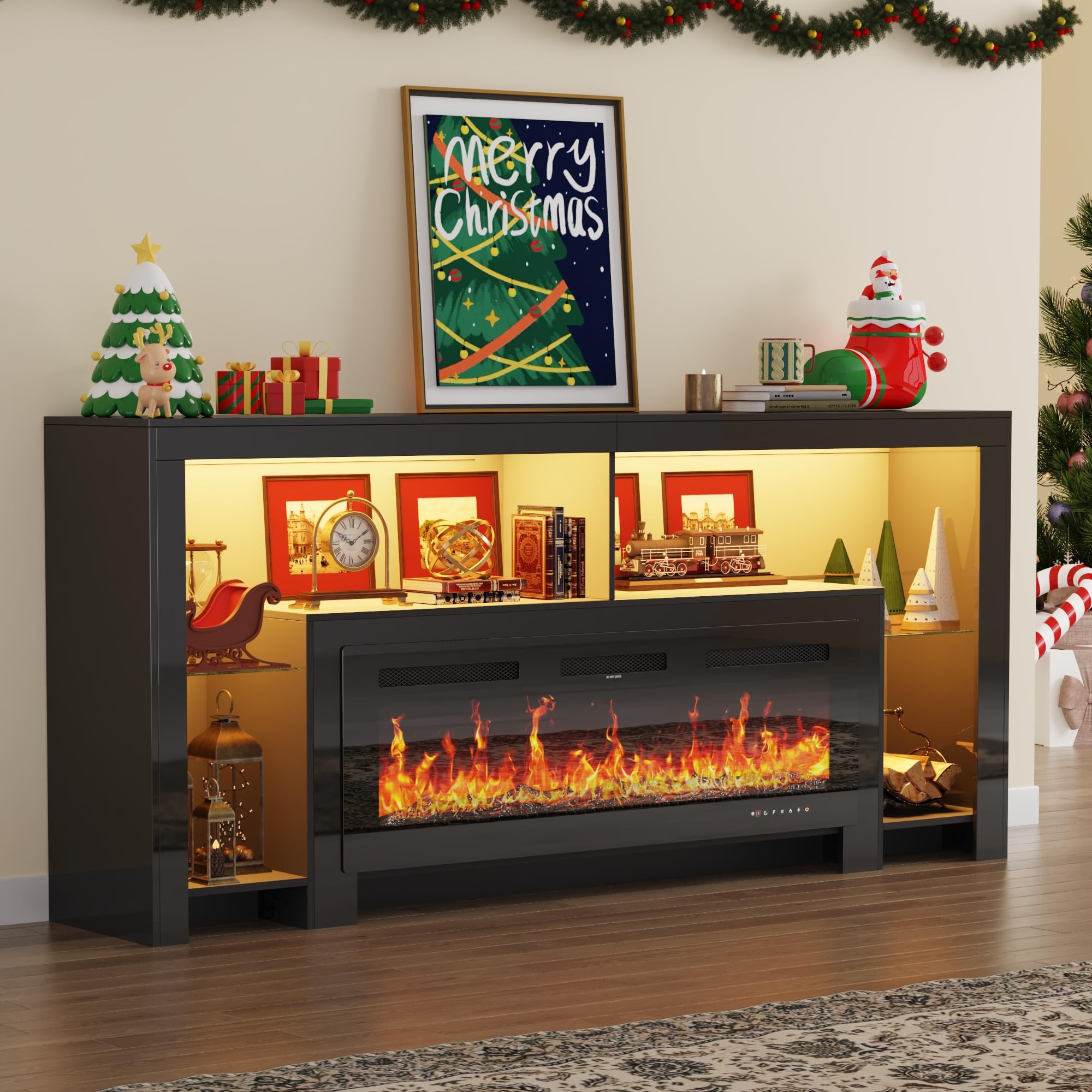 82" Fireplace TV Stand with LED Lights