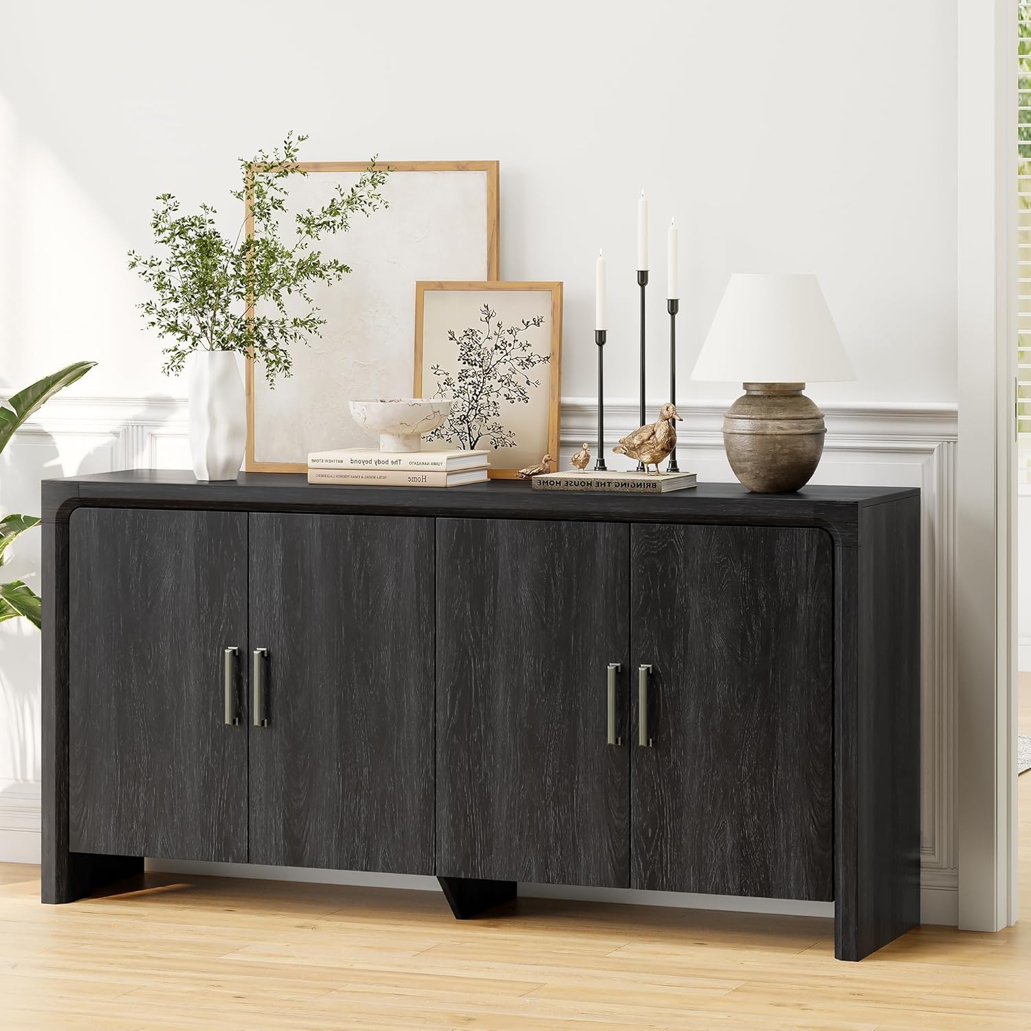 63" Buffet Cabinet with 4 Doors and Adjustable Shelves