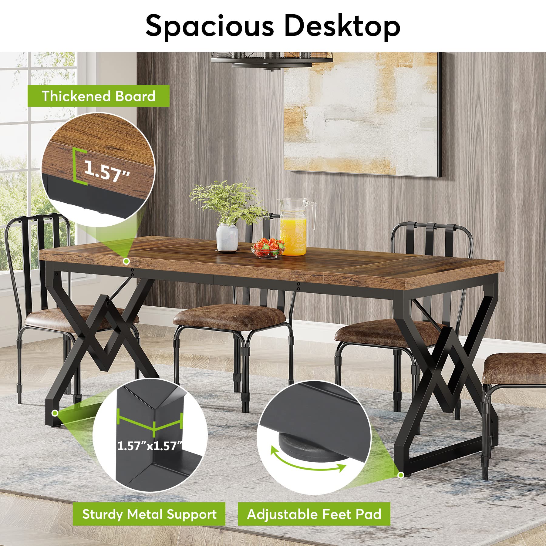 63-Inch Executive Desk with Metal Frame