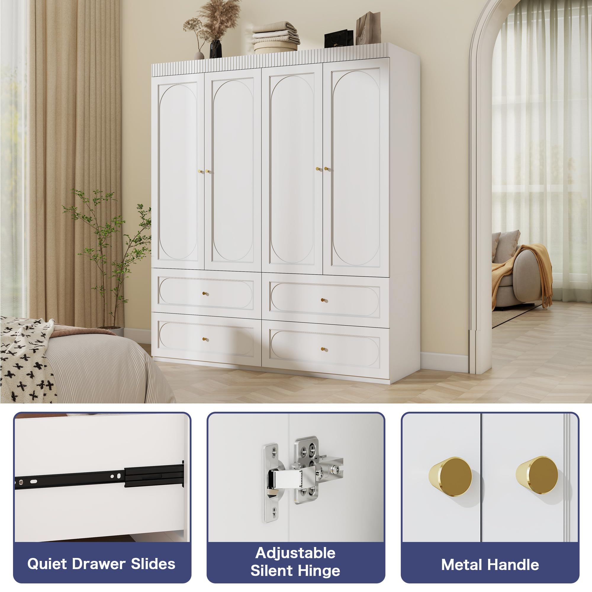 White Armoire Wardrobe Closet with Drawers