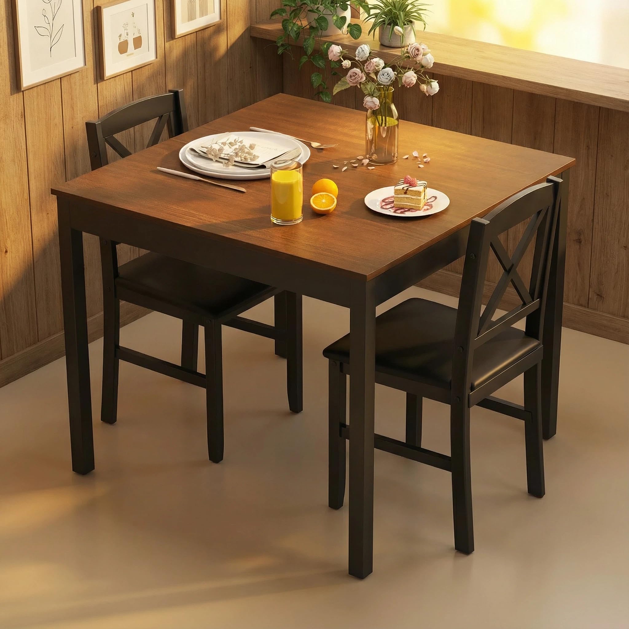 Mid-Century Modern Dining Table Set for 2