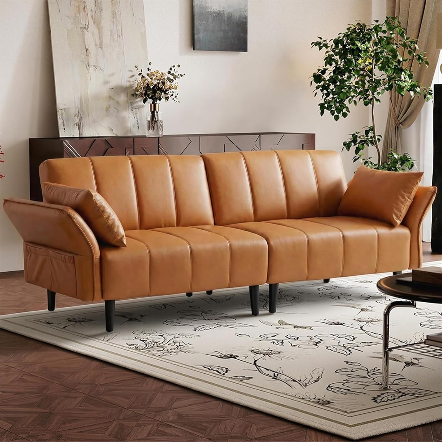 Regal 75.6" Velvet Convertible Sofa Bed with Tufted Design