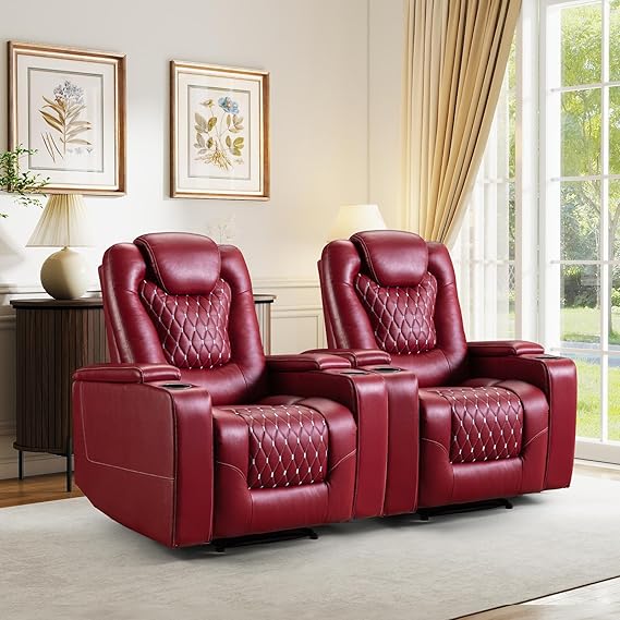 Electric Power Recliner Chair Set of 3 - USB Ports, Cup Holders, Storage