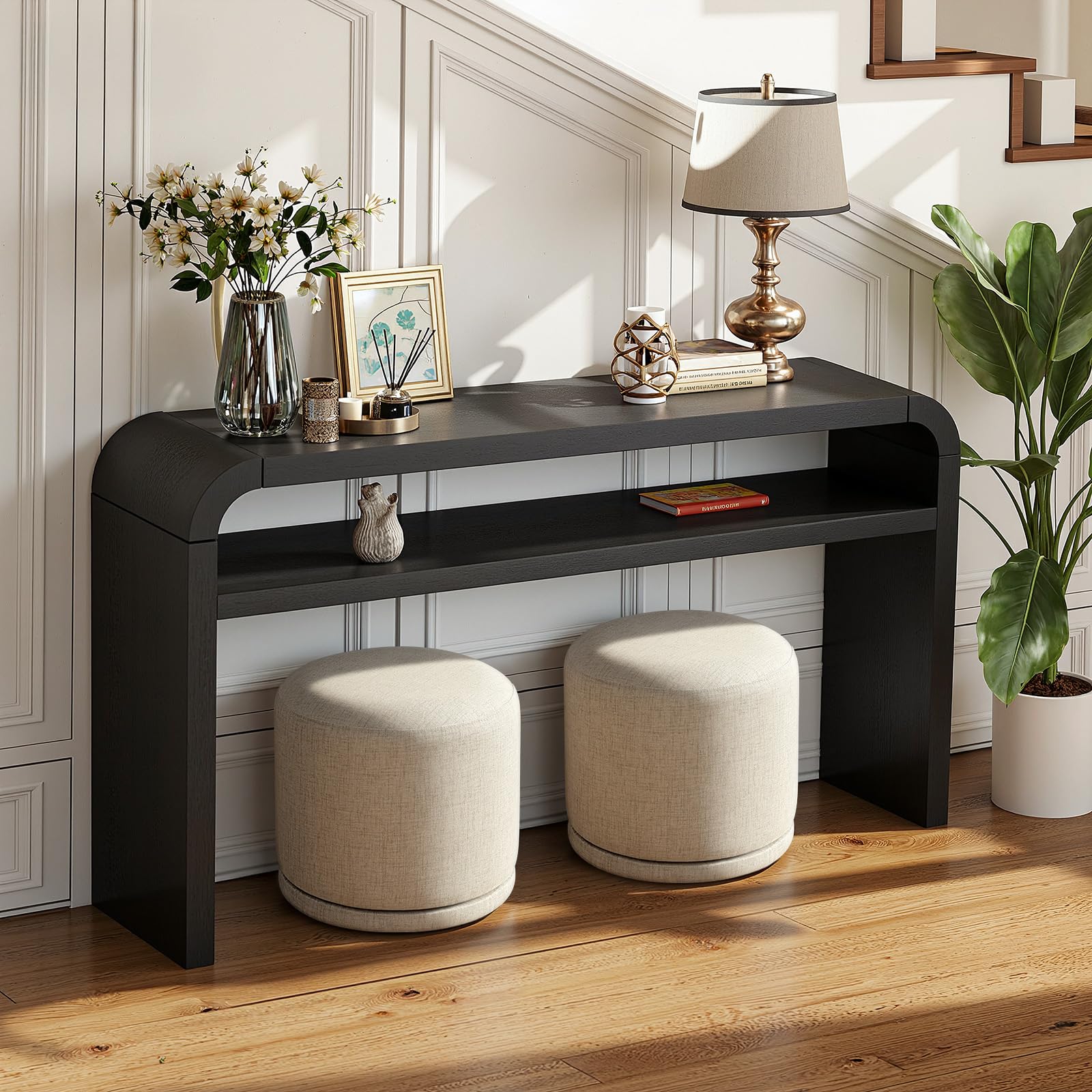 59-Inch Long Entryway Console Table with Storage Shelves