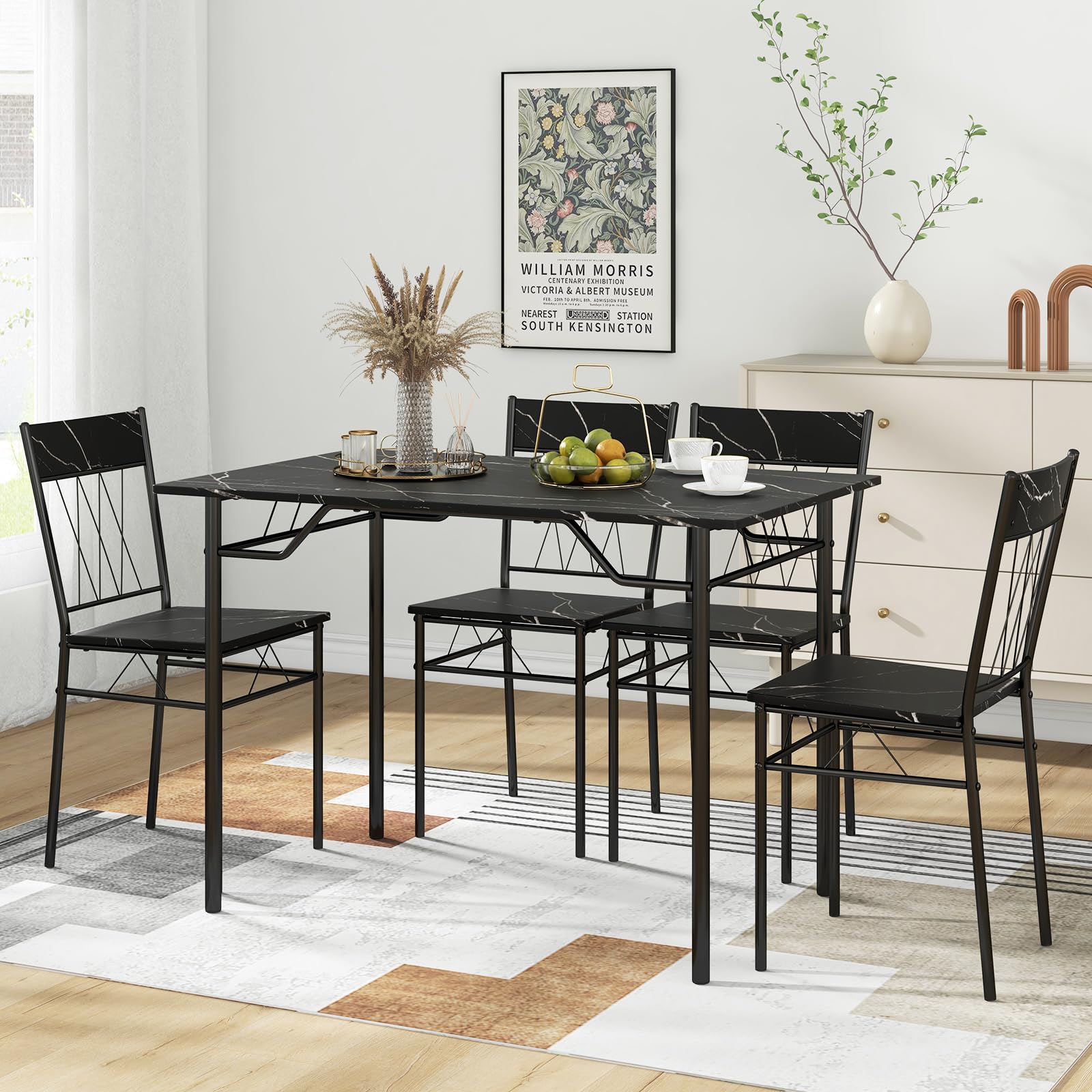 5-Piece Dining Table Set with 4 Chairs
