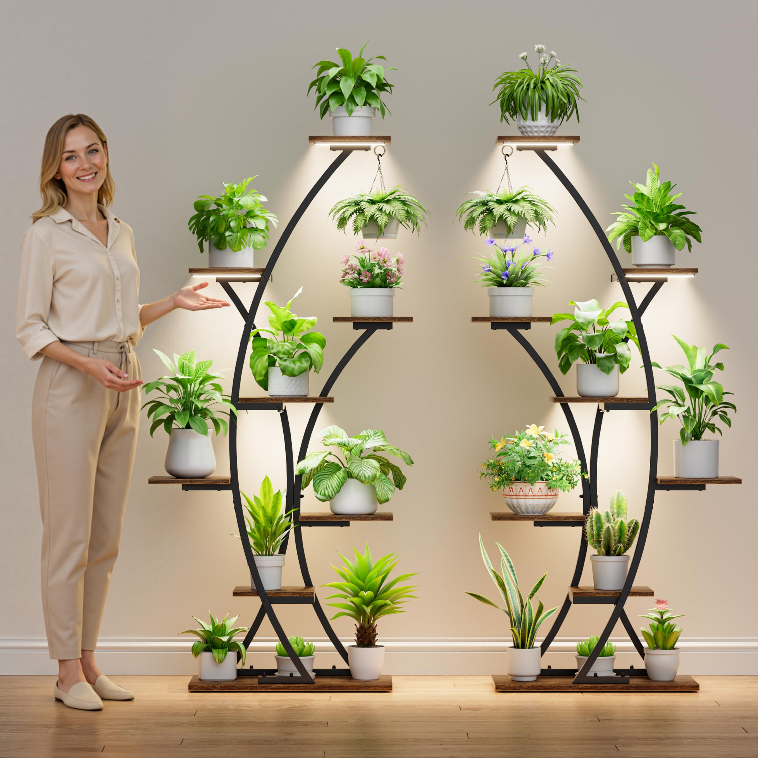 8-Tier Plant Stand with LED Grow Lights
